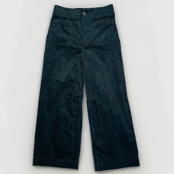Anthropologie Maeve Colette Bow Corduroy Wide Crop Leg Pants 28 Forest Green - Picture 6 of 14